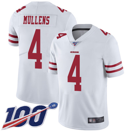 San Francisco 49ers Limited White Men Nick Mullens Road NFL Jersey #4 100th Season Vapor Untouchable->women nfl jersey->Women Jersey